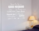 How To Be A Good Husband Quotes Wall Decal Love Vinyl Art Stickers